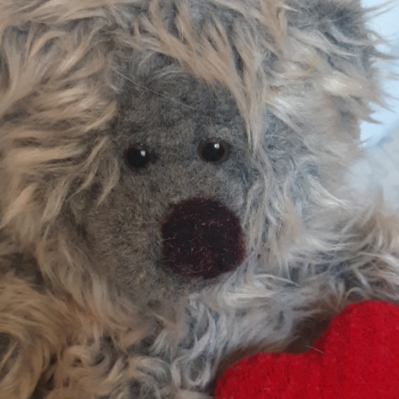 Hairy Teddy Bear holding Heart Stuffed Animal toy - Picture 3 of 4